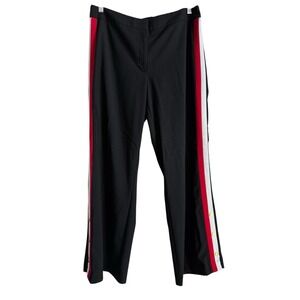 Calvin Klein Women's Size 12 Black Gold Button Striped Casual Dress Pants Office